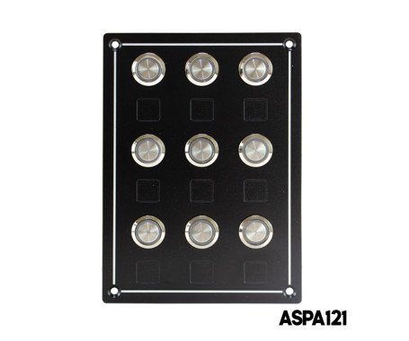 AAA - 9 Gang Switch Panel IP65 Self-Locking Push Button 12-24 V DC